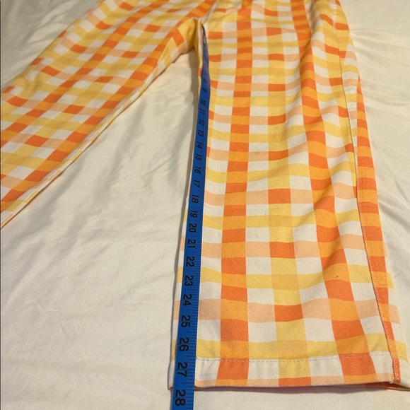 Free People NWOT!!! She’s All That Orange Plaid Straight Leg Pants - Picture 7 of 11